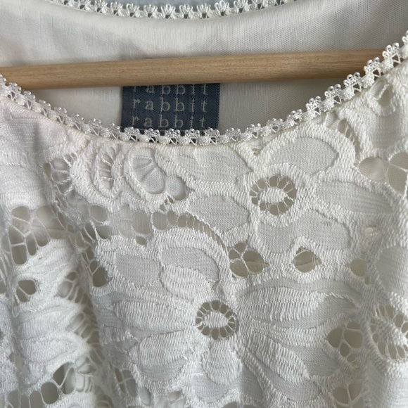 Rabbit Rabbit Rabbit White Lace Embroidery Flowers Fit and Flare Dress Size 4 - Picture 7 of 10